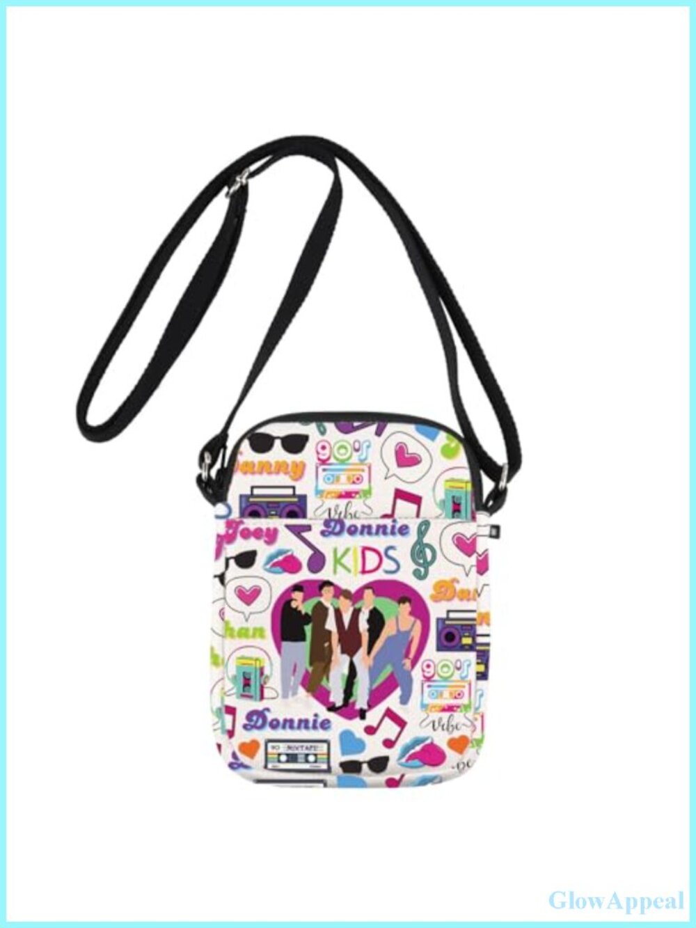 Canvas Crossbody Bag Music Band Gift Adjustable Strap Three Compartments